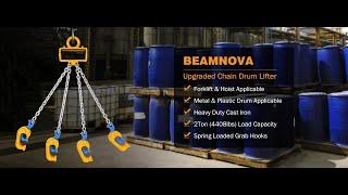 BEAMNOVA Upgraded Chain Drum Lifter 2 Ton  4400lbs Loading Capacity for 55 Gallon Drums Forklift