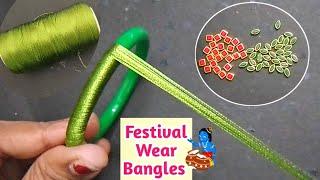 Latest silk thread Kundan bangles at home 2024  How to make thread bangles  Silk thread jewellery