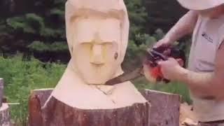 Elvis Sculpt - Sculpting Elvis with a chain saw