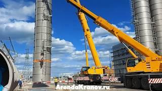 Монтаж силоса двумя автокранами Liebherr 100 тонн и 200 тонн