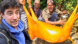 NEPALI FOOD in VILLAGE 60 Villagers Eat HUGE Goat Curry with @KanchhiKitchen in Nepal​