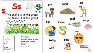 JOLLY PHONICS GROUP 1- SATIP N SONGS  W ACTION & VOCABULARY. REPEATED 2X