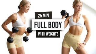 25 MIN INTENSE FULL BODY Dumbbell HIIT Workout - With Weights No Jumping No Repeat Home Workout