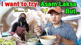 First Time Trying Asam Laksa in Penang Malaysian Street Food Mukbang