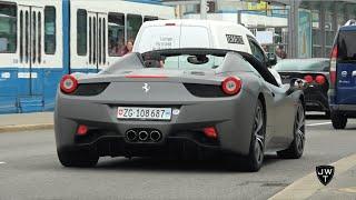 Ferrari 458 Italia & 458 Spider in Zurich LOUD Exhaust SOUNDS