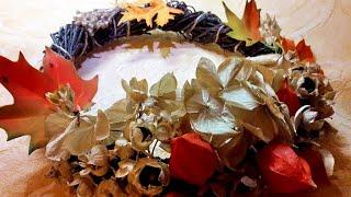 Венок - панно из природных материалов. Осенний декор.