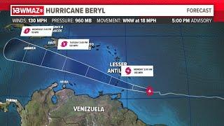 Tracking Hurricane Beryl 63024 5 p.m update