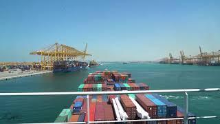 Cargo ship arrival at Jebel Ali Port  Dubai Port  Raikar Films