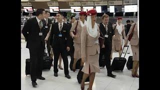 EMIRATES Cabin Crew walking at Suvarnabhumi Airport Bangkok Thailand July 8 2016