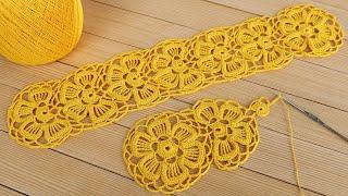 Цветочное ЛЕНТОЧНОЕ КРУЖЕВО крючком СХЕМА вязания Crochet Lace Braid Ribbon Tape Tutorial