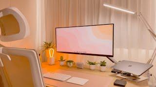 Aesthetic Desk Setup  Productive Home Office I Accessories Unboxing Cable Management