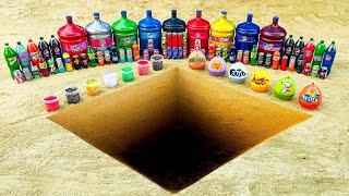 How to make Air Yellow Cloud from CocaCola Mirinda Fanta Mentos & Baking Soda in Underground Hole