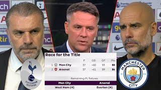 Tottenham vs Man City 0-2 Pep Guardiola Reacts To Title Race Arsenal vs City  Postecoglou Interview