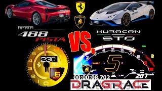 Ferrari 488 pista 720 hp VS Lamborghini Huracan STO 640 HP DRAG RACE 0-300 kmh #finance