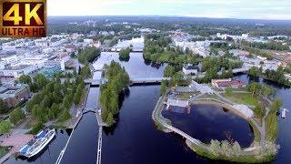 Finland Above Joensuu Pielisjoki Ilosaari 4K
