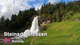 WALKING TOUR NORWAY  Behind Steinsdalsfossen waterfall in Hardanger - 4K