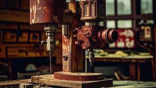 Restoration of a 50 year old Huge Rusty Drill Press. Awesome result