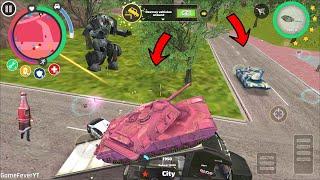Rope Hero Vice Town Pink Tanks Climb on Transport Truck and Destroy Car Robot Police - HD