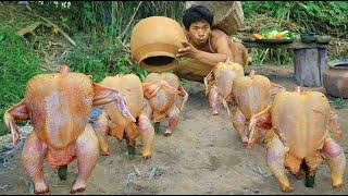 Chicken Cooked Inside the pot  The forest is rich in fruits and chickens