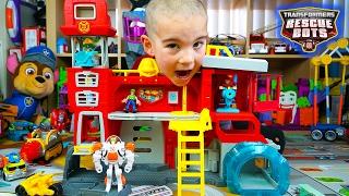 Transformers Rescue Bots Toy UNBOXING Griffin Rock Firehouse & Blades Pretend Play  JackJackPlays