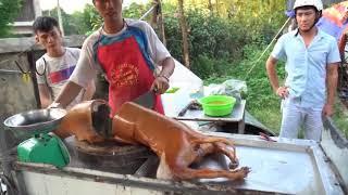 Vietnam street food crispy dog meat