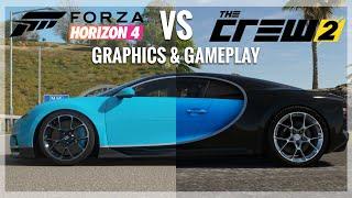 Forza Horizon 4 vs The Crew 2 Engine Sound Gameplay & Graphics Comparison Bugatti Chiron