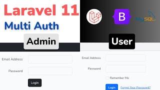 Laravel 11 Multi-Auth Tutorial Admin and User Login System  Bootstrap and MySql HINDI