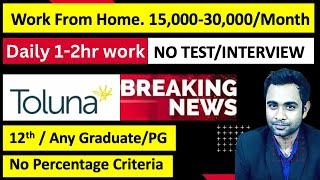 Work from Home  Earn 15000-30000month  Work for 1-2hr daily basis  No TestInterview