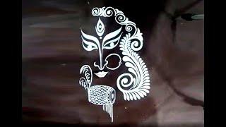 DURGAPUJA SPECIAL ALPONA DESIGNSMA DURGA RANGOLI EASY ALPANA  HOW TO DRAW ALPONA