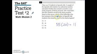 SAT Practice Test 2 Math Module #2 Problem #1