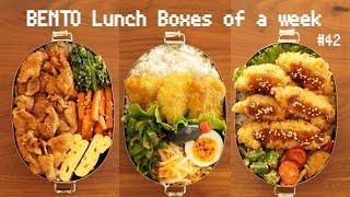 BENTO lunch boxes  Fried cod fish  Ketchup pork stir-fry  Chicken cutlets  Easy BENTO recipes