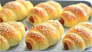 Bakery Style Sausage Buns Recipe Easy Homemade bread  Hot dog in a bun