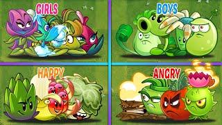 4 Team  GIRLS  BOYS  HAPPY  ANGRY - Who Will Win? - PvZ 2 Team Plants Battlez