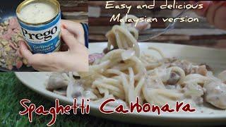 Spaghetti Carbonara Simple  Malaysian version Using Sos Prego