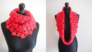 how to crochet flower cowl scarf for beginners  by marifu6a