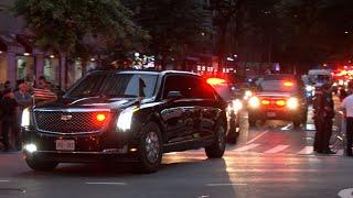 Colossal security entourage accompanies President Biden as he moves through New York City  