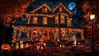 COZY AUTUMN HALLOWEEN HOME AMBIENCE-FIREPIT-FALLING LEAVES-PUMPKINS-FULL MOON-SOOTHING NATURE SOUNDS