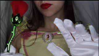 ASMR Princess Belle pampers you  satin gloves camera touching & face brushing