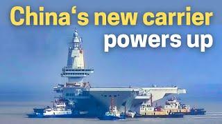 Chinas Fujian aircraft carrier turns on its engines. Ready for sea trial. Enter service in 2026