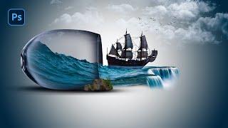 Photo Manipulation in Photoshop  Sea in Glass Photo Manipulation  Photoshop Tutorials  BID IT Lab