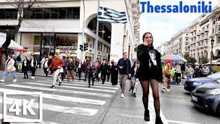 Thessaloniki Greece  Walking Tour City Ambient Sounds ‍️ 4k Ultra HD 50fps