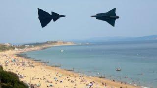  SAAB Draken & Viggen Jets Making Great Echoing Sounds Along The Bournemouth Cliffs