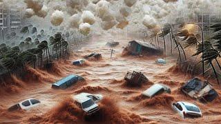 A few minutes ago in Kosovo Severe floods huge hails Pristina battered