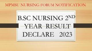 MPMSU B.SC NURSING 2ND YEAR RESULT DECLARE