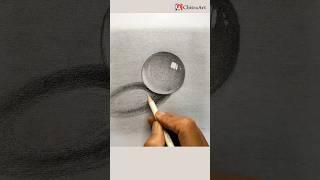 3D Crystal Ball Drawing with pencil shading #shorts #youtubeshorts #3d #ball #art #drawing