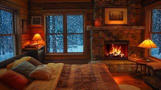 Cozy bedroom on a blizzard night the wind howling outside the window  Finding peace in the night