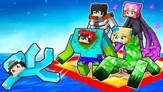 LOCKED on ONE LUCKY BLOCK RAFT But Were MUTANT MOBS With CRAZY FAN GIRL