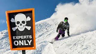 Steep & Deep Snowboarding on an Expert Mountain