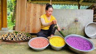 How to make 3-color sticky rice with Bamboo. Take it to the market to sell  Mountain life.