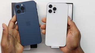 iPhone 12 Pro Max Silver and Pacific Blue Unboxing  iPhone 12 Pro Max vs iPhone 8 Plus